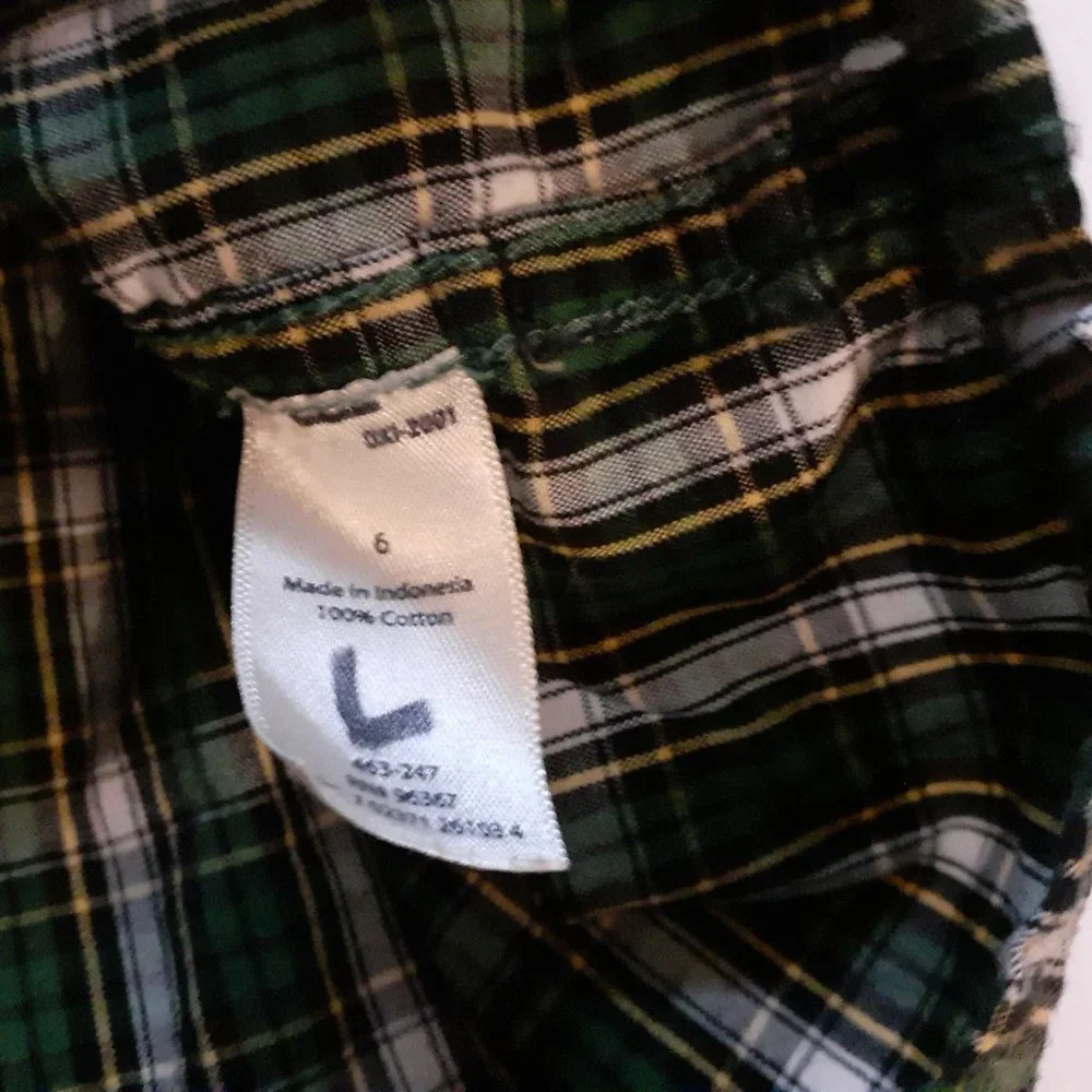 Oshkosh Boys Shirt Button Down Green Navy Plaid Long Sleeve Size 6 Holiday
